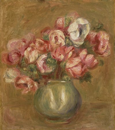 Flowers in a Green Vase by Pierre Auguste Renoir