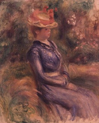 Girl Wearing a Straw Hat by Pierre Auguste Renoir