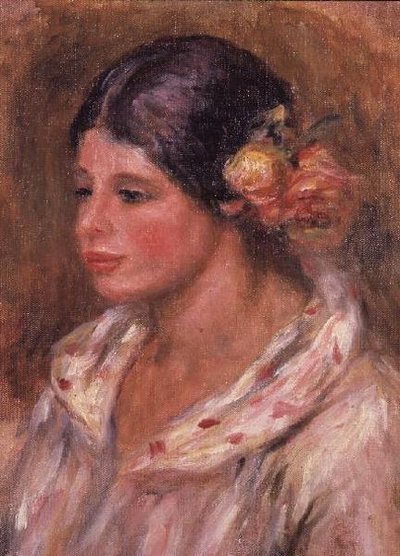 Girl with Roses in her hair by Pierre Auguste Renoir