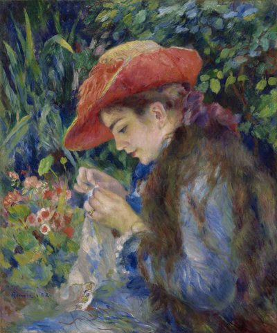 Marie-Therese Durand-Ruel Sewing by Pierre Auguste Renoir