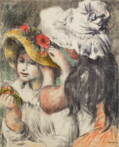 Pinning The Hat, 1898 by Pierre Auguste Renoir