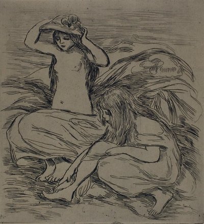 Two Women Bathing by Pierre Auguste Renoir