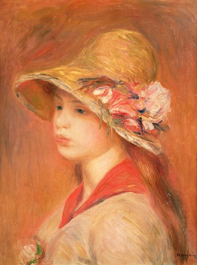 Young Woman in a Hat by Pierre Auguste Renoir