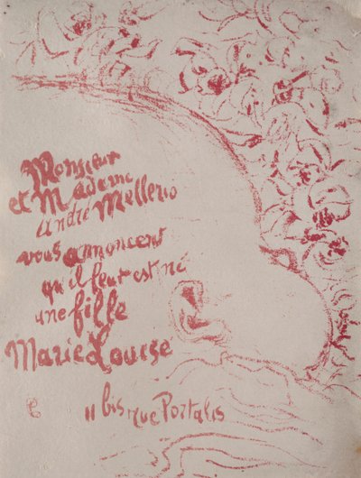 Announcement of a birth by Pierre Bonnard