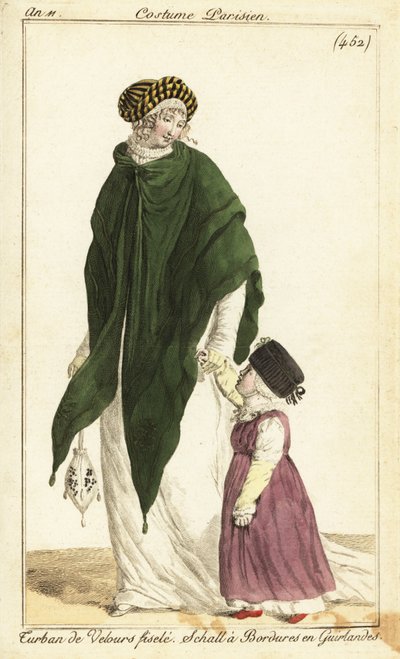 Fashionable woman and child, Paris by Pierre Charles Baquoy