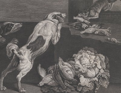 Dogs and Still Life, 1778 by Pierre Charles Canot