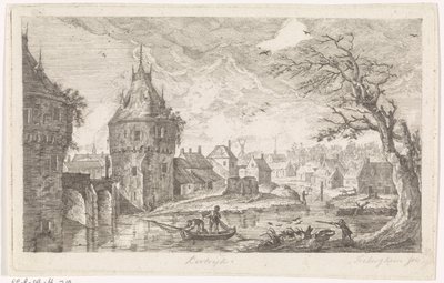 Village Scene with Fishermen by Pierre Joseph Jacques Tiberghien