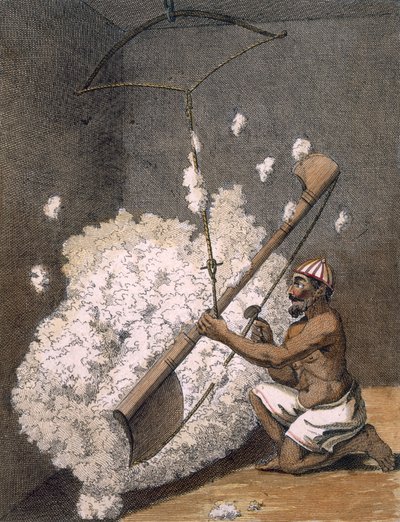 Carding Cotton by Pierre Sonnerat