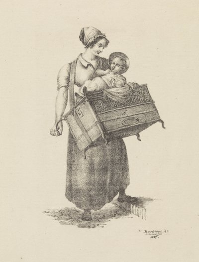 Woman with Organ and Child by Pieter Bartholomeusz. Barbiers