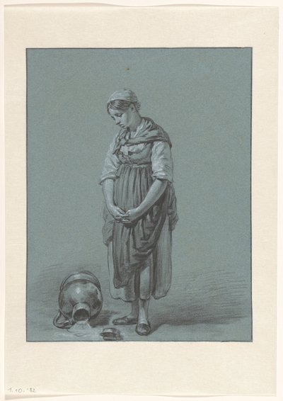 Girl Standing by an Overturned Milk Can by Pieter Christoffel Wonder