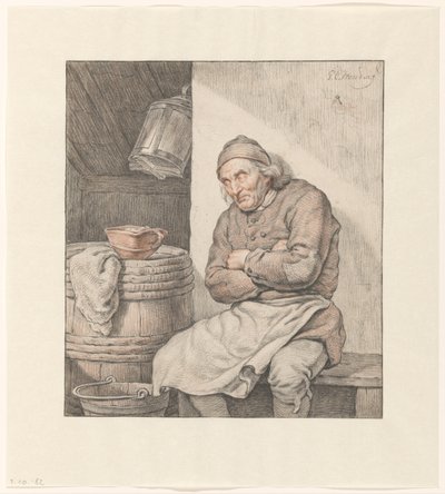 Seated, Sleeping Man by Pieter Christoffel Wonder