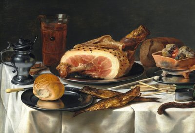 Still Life with Ham by Pieter Claesz