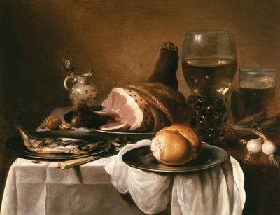 Still Life with Ham by Pieter Claesz