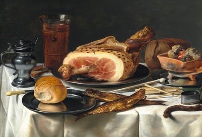 Still Life with Ham, 1625 by Pieter Claesz