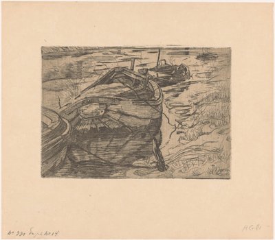 Moored Rowboats in a Ditch by Pieter Dupont