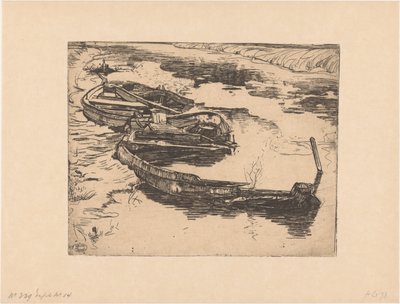 Three Sunken Rowboats in a Ditch by Pieter Dupont