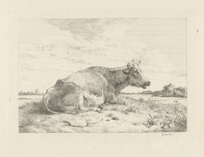 Lying Cow with Thistle by Pieter Gerardus van Os