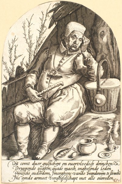 Peasant, Satire on Drunkenness by Pieter Goos