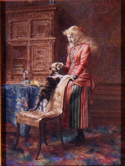 Young Girl with a Cat by Pieter Haaxman