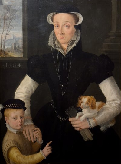 Widow with Her Son by Pieter Jansz. (manner of) Pourbus