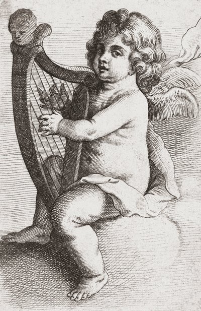 A Child Angel Playing a Harp by Pieter van Avont