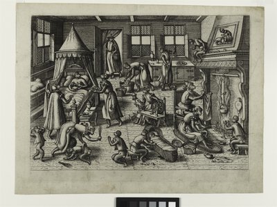 The Nursery (etching) by Pieter van der Borcht