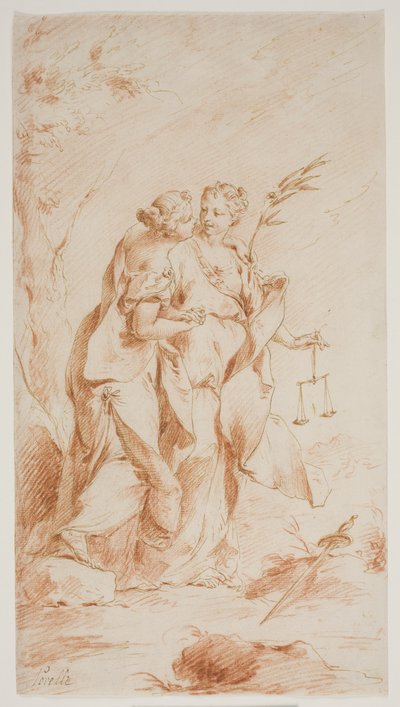 Peace and Justice Embracing by Pietro Antonio Novelli