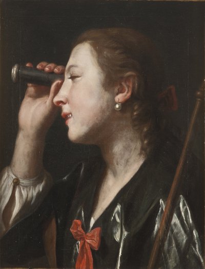 Girl Looking Through a Telescope by Pietro Antonio Rotari