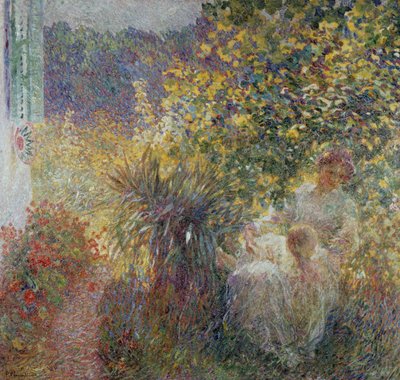 Mother and Son in the Garden by Plinio Nomellini