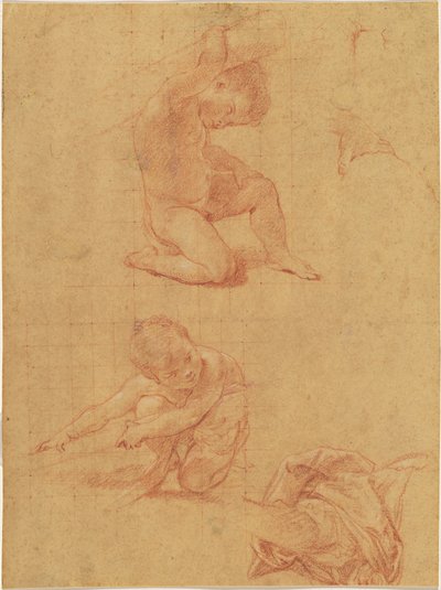 Two Nude Children Lifting a Cudgel by Pompeo Batoni