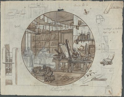 Lithographic Workshop by Probably French 19th Century