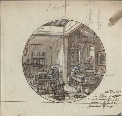 Lithographic Workshop by Probably French 19th Century