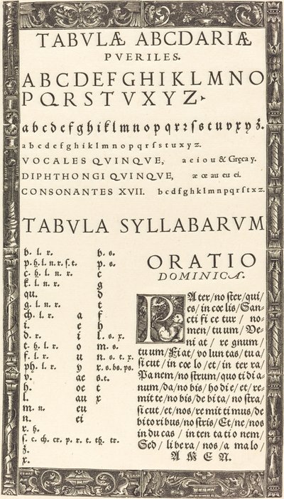 Alphabet for a Primer by Probably German 16th Century