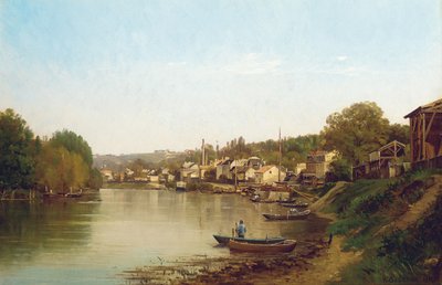 On the Banks of the Seine at Meudon by Prosper Galerne