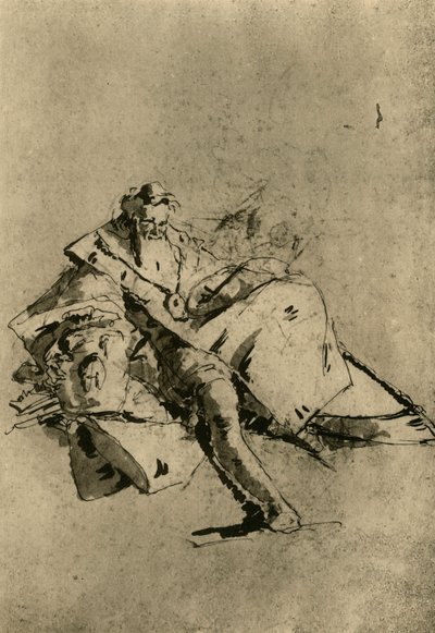 Old Man seated, 18th century, 1928 by Pupil of Tiepolo