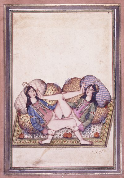 An Erotic Scene, mid 19th century by Qajar School