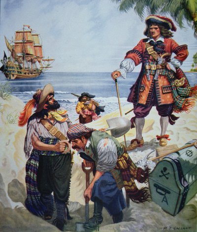 Pirate Chief Burying Treasure by R.J. Gallant