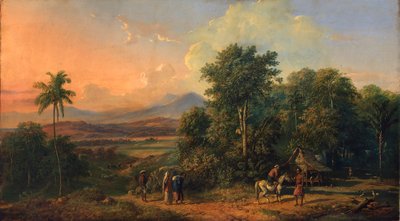 Forest and Native House by Raden Saleh