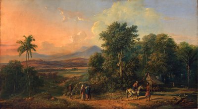 Forest and Native House by Raden Saleh