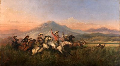 Six Horsemen Chasing Deer by Raden Saleh