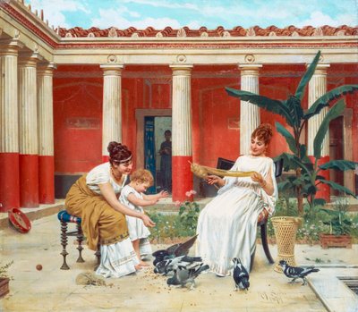 Feeding the Pigeons by Raffaello Sorbi
