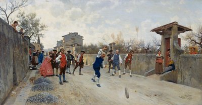 Game of ruzzola by Raffaello Sorbi