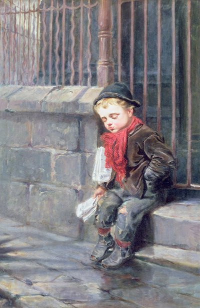The News Boy by Ralph Hedley