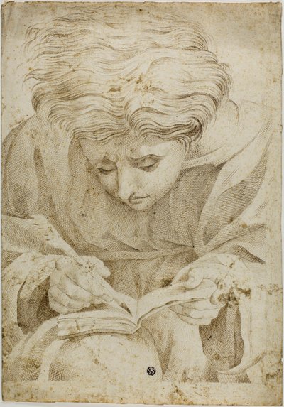 Seated Youth Writing in Book by Raphael