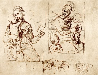 Two Madonna Studies by Raffaello Sanzio Raphael