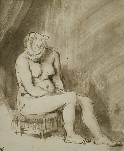 Seated Female Nude by Rembrandt van Rijn