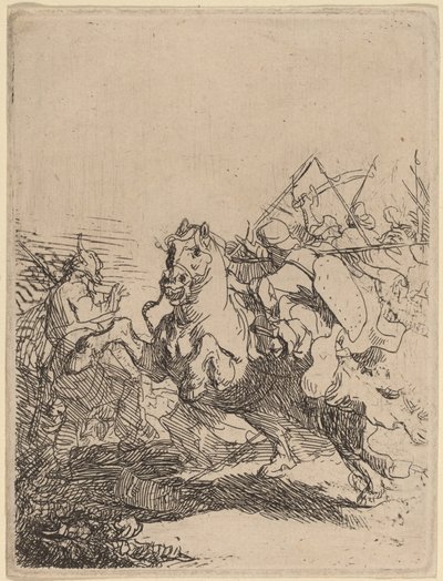 A Cavalry Fight by Rembrandt van Rijn