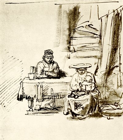 Family Scene by Rembrandt van Rijn