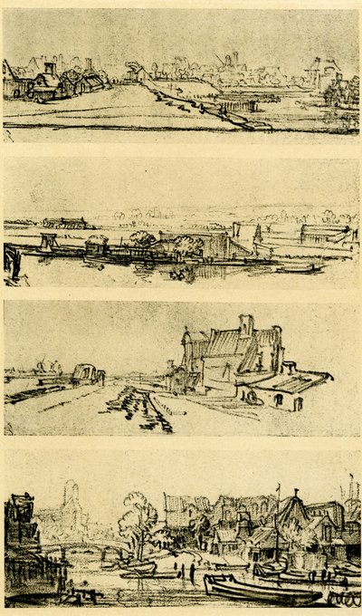 Four Landscape Studies by Rembrandt van Rijn