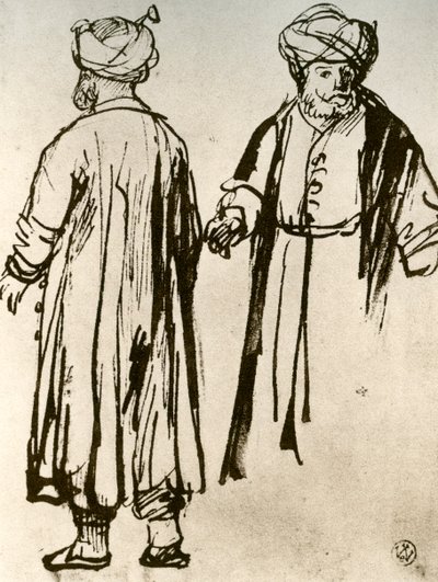 Two Turks Walking by Rembrandt van Rijn